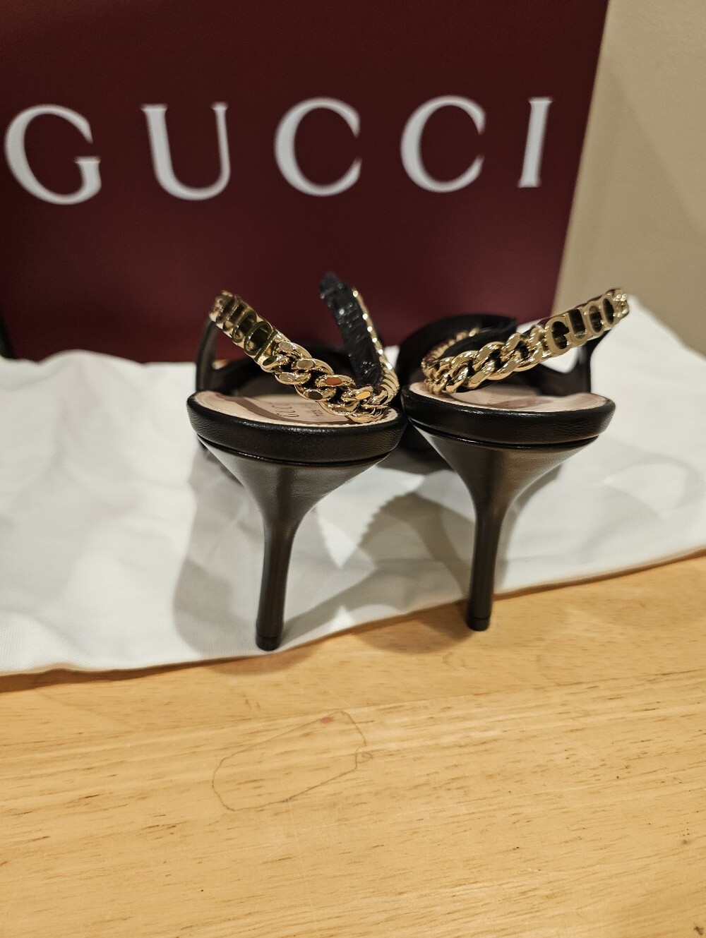 $1150 NEW Gucci Signoria Leather EU 38.5 Slingback Pump - Picture 6 of 9